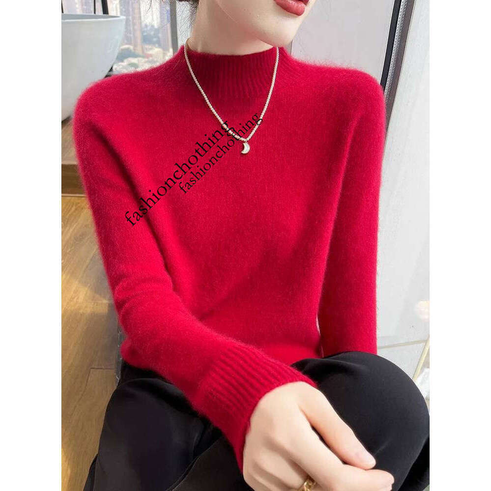 Zhehan Women's Cashmere Mock Neck Sweater Pullovers Thick Autumn Winter 100% Merino Wool Knitwear Raglan Sleeve Solid Basic Casual Tops