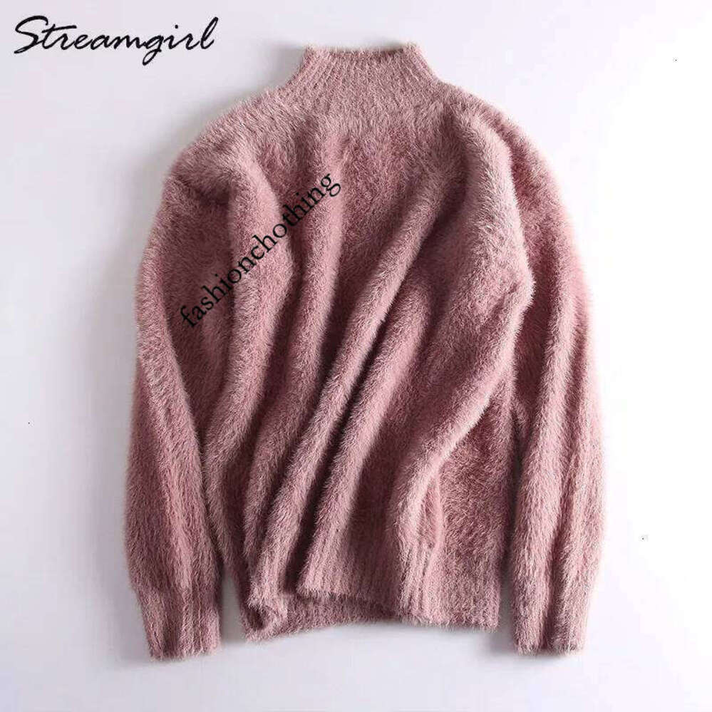 Zhehan Warm White Turtleneck Fluffy Women's Jumper Winter Pull Sweaters For Women Knitted Sweater Woman