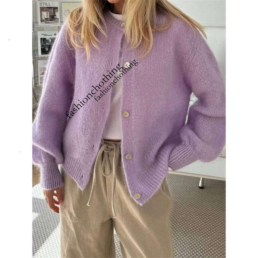 Zhehan Women's Outerwear Solid Color Cardigan Long Sleeve Button Down Sweater Soft Knit Tops