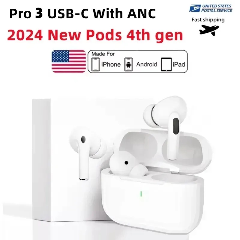 2025 Newest tws earbuds Pods 4th Gen With ANC earbuds Pro 3 2 anc USB C earphones wireless Bluetooth Headset USB-C charging port For Xiaomi iPhone Headphones pods 3rd 2nd