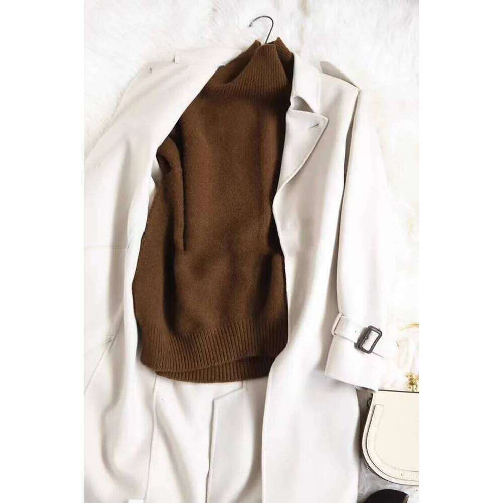 Zhehan Long Sleeved Outerwear With Base Layer European Station Turtleneck 100 Pure Cashmere Women's Autumn And Winter Lazy Loose Thick Knit Sweat