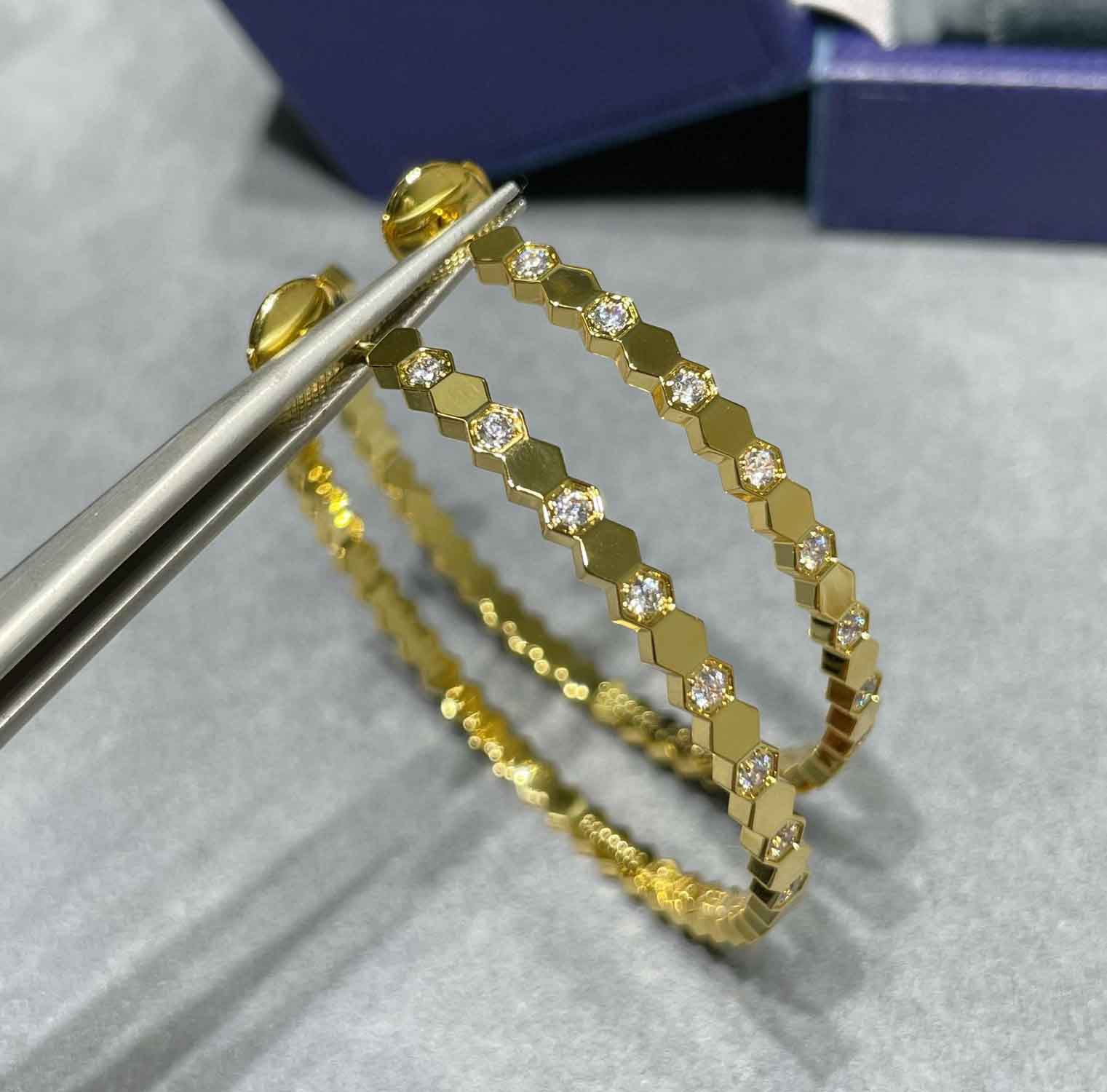 2026 Luxury quality large round shape drop earring with diamond in three colors plated have stamp PS6324B