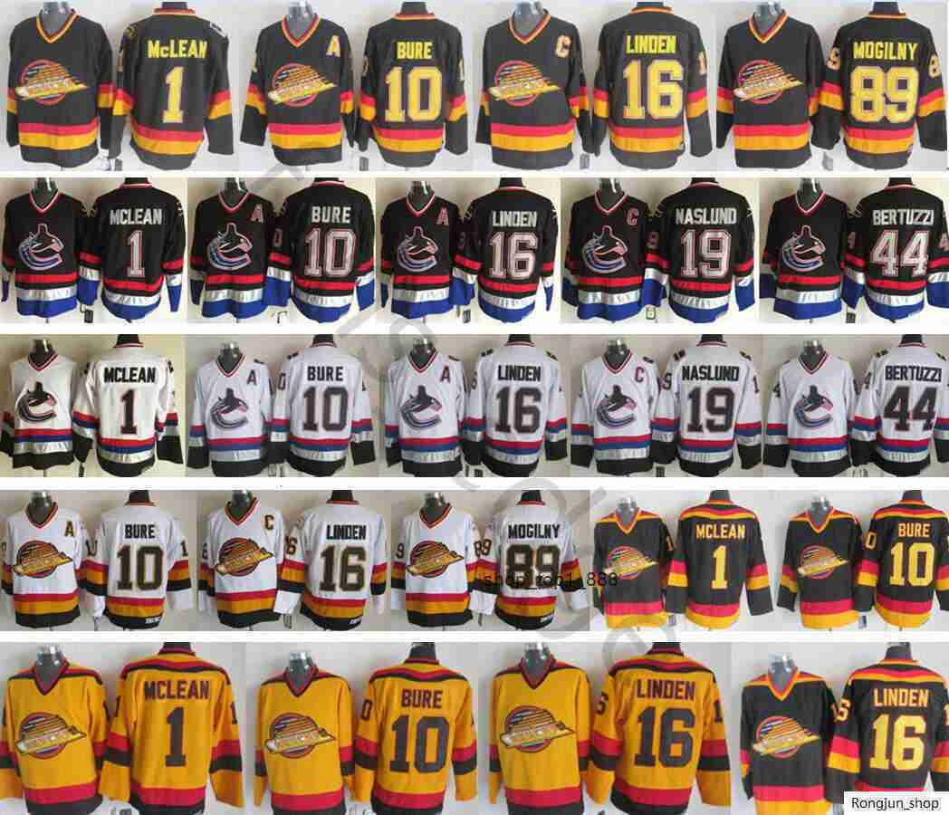Vancouver Winter Classic Men #1 Kirk Mclean 16 Trevor Linden 10 Pavel Bure 19 Markus Naslund 44 Todd Bertuzzi Ice Hockey Canuck Jerseys