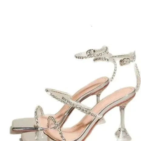 2025 Summer New Sandals Womens Sexy Fashion High Heels Water Diamond Transparent Thin Heel Sandals Fashion Womens Shoes 260114