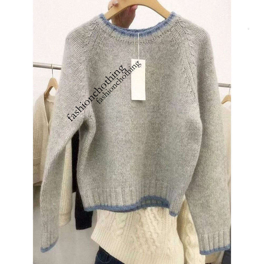 Zhehan Cashmere Women's Pullover Loose Knit Bottoming Coat Autumn And Winter Short Color Matching Sweater Tide