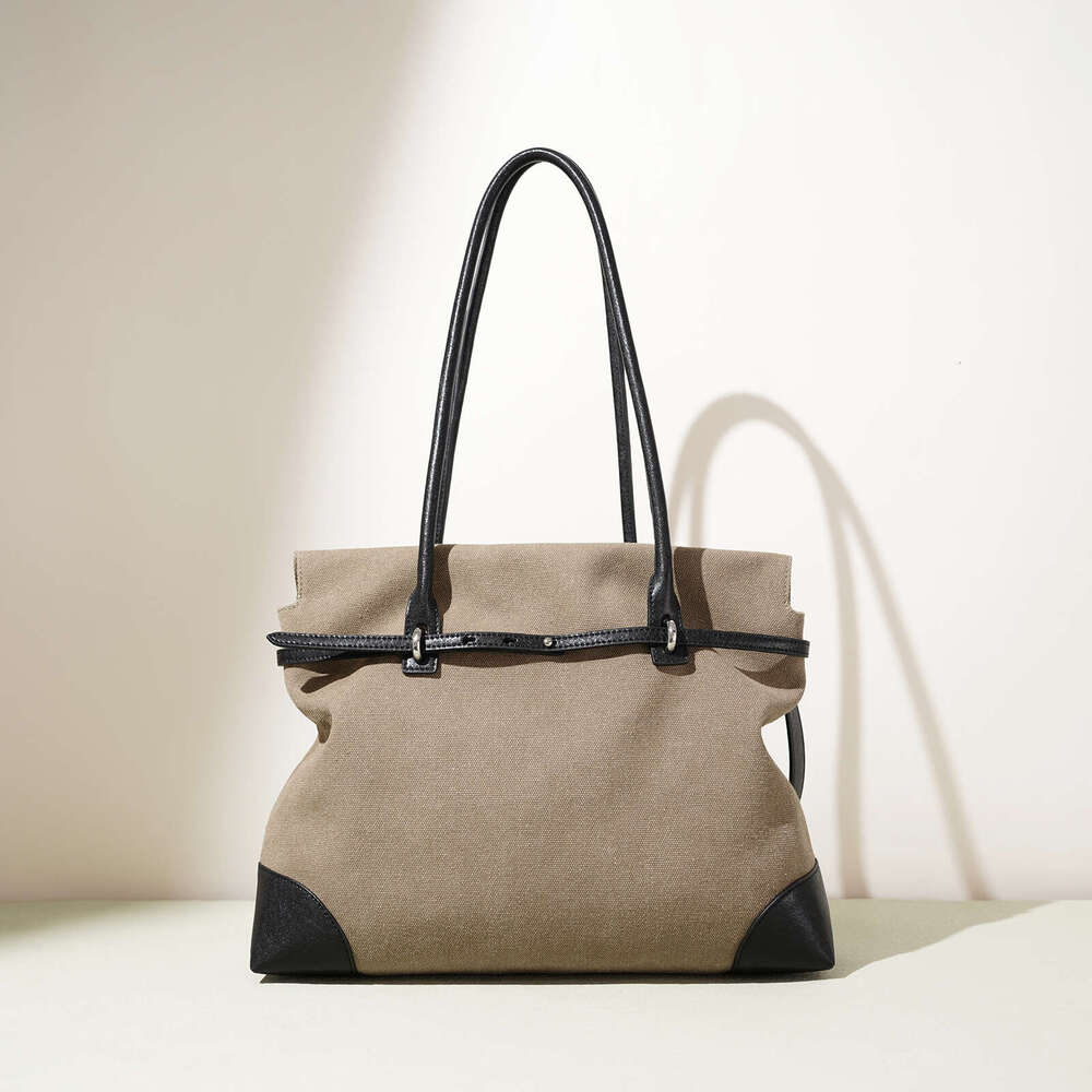 Luxury Shoulder Bags Totes Hobo Autumn Winter New Large Capacity Tote For Women Color Block Cowhide Casual Canvas Single Crossbody Commuter Bag SENYY