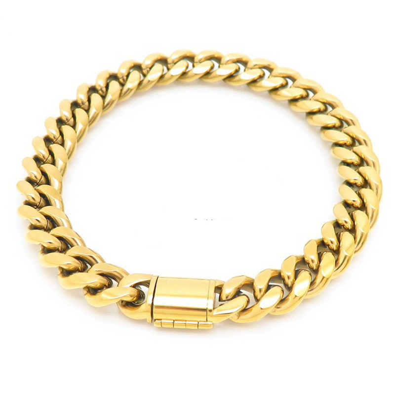 Hip Hop Stainless Steel Cuban Link Chain Necklace Bracelets Simple Mens Jewelry