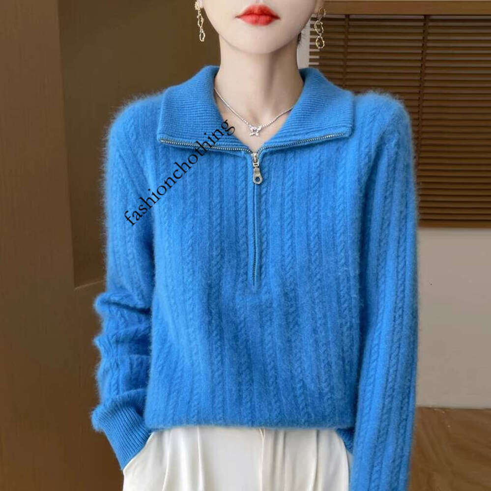 Zhehan 100% Merino Wool Coat Women's Stand Collar Knitted Pullover Fashion Twisted Long Sleeve Tops Autumn Winter New Warm Sweater