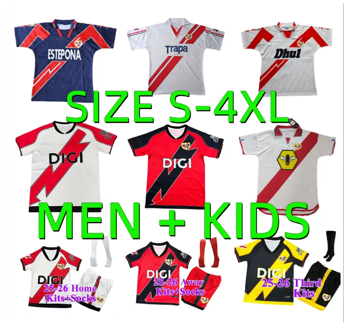 24 25 26 Rayo Vallecano FALCAO soccer jerseys 94 95 97 98 01 02 Retro JAMES PALAZON GARCIA SANCHEZ TREJO CISS MONTIEL 2025 2026 1994 1995 1997 1998 men kids football shirt