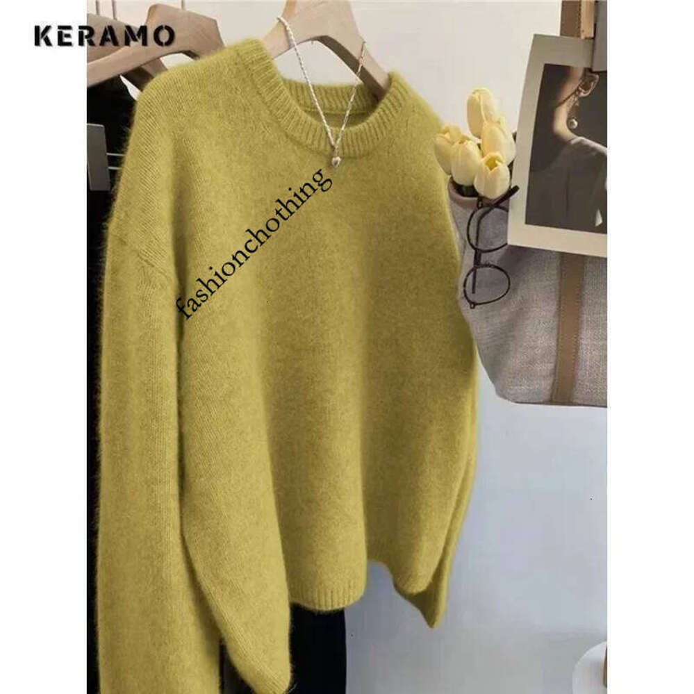 Zhehan 2024 Autumn Winter Elegant Vintage Grey V-Neck Knitting Long Sleeve Gyaru Pullovers Women Casual Solid Color Ladies Sweater