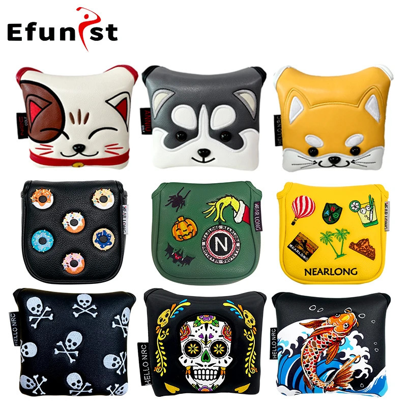 Golf Square Putter Cover Multi Style Color Pattern Golf Headcover Magnetic Opening And Closing PU Leather Golf Club Cover260114