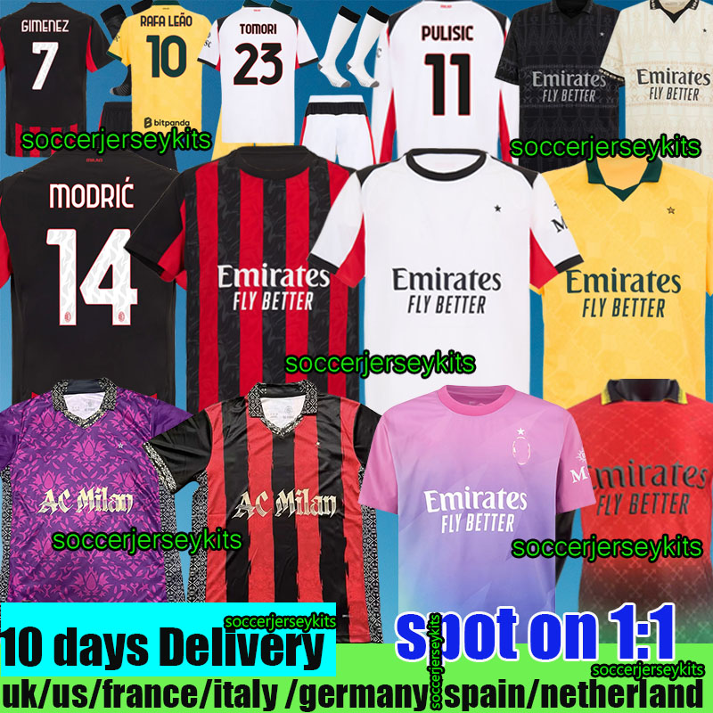 maglia acsoccer MILANjersey 26 27 MODRIC RAFA LEAO THEO PULISIC 25 26 maglia Player acsoccer MILANjersey 125TH black long sleeve WALKER GIMENEZ JOAO FELIX