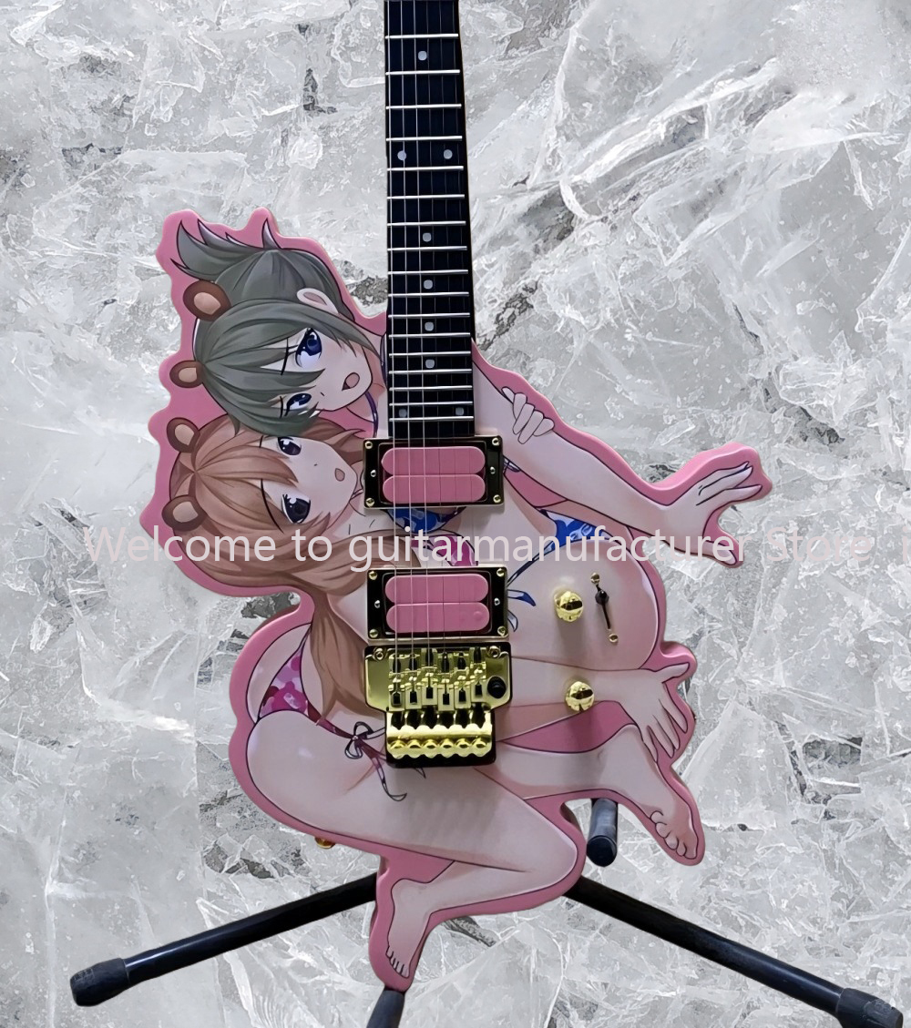 Customized store beautiful electric guitar, pink pickup free shipping #001
