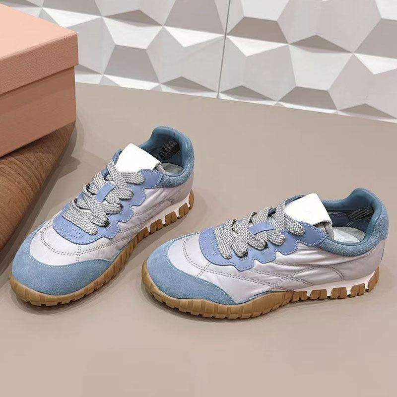 Tyre fabric suede sneakers designer women casual shoes 26SS patchwork color upper two tone sole Lace closure breathable interior casual Lady canvas shoes