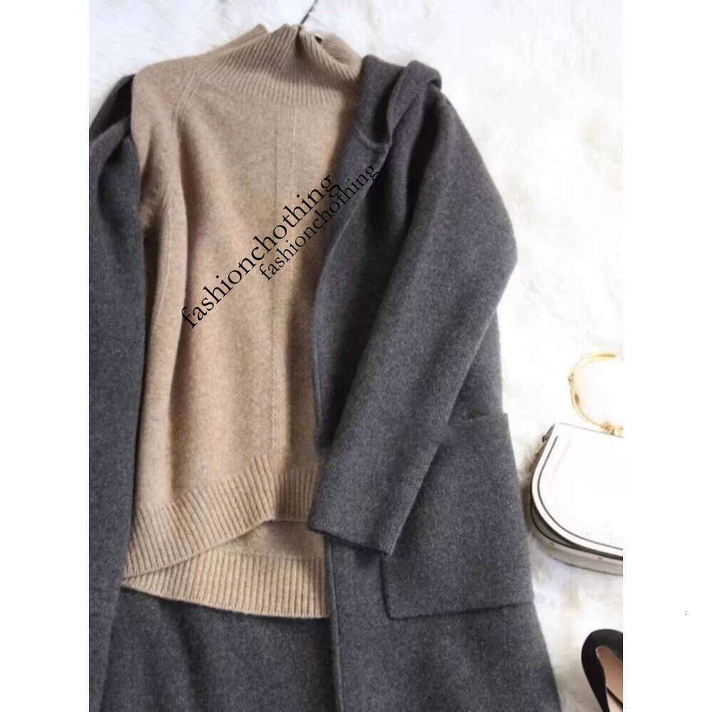 Zhehan Long Sleeved Outerwear With Base Layer European Station Turtleneck 100 Pure Cashmere Women's Autumn And Winter Lazy Loose Thick Knit Sweat