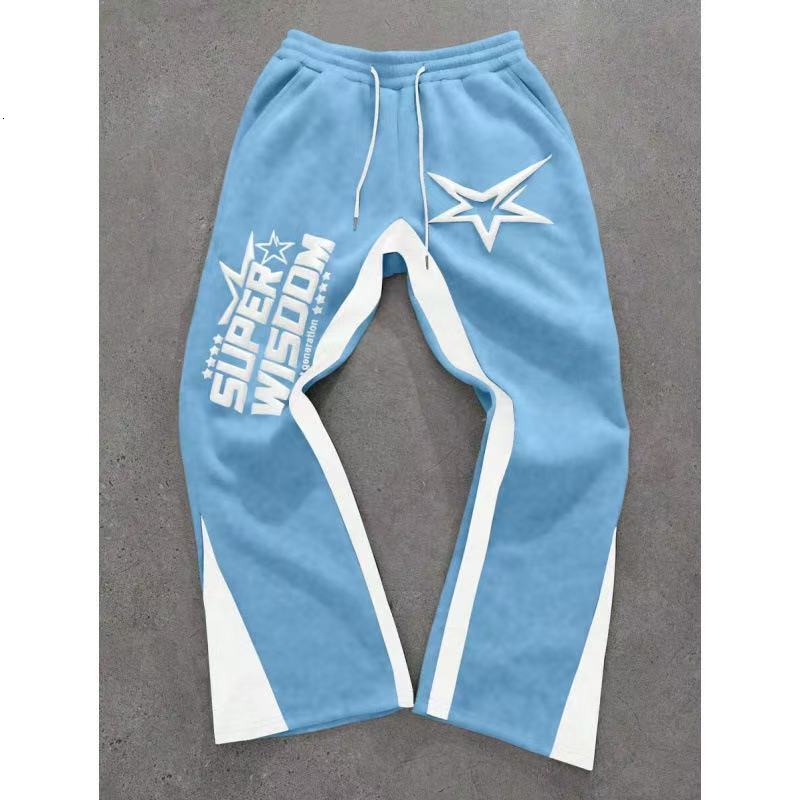Luxury Brand Designer Clothes 2025 Hot-Selling Star Letter American Street Retro Casual Printed Loose Sweatpants Fleece-Lined