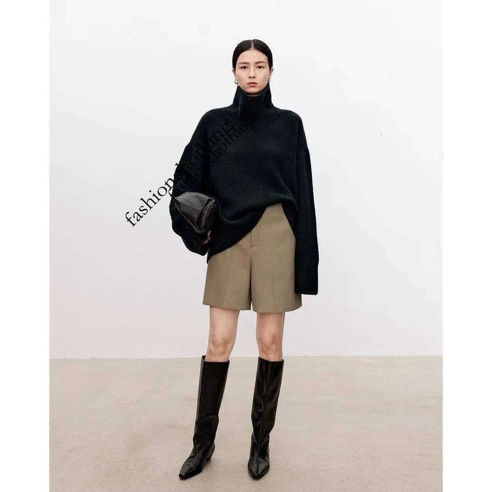 Zhehan Thickened Turtleneck 100% Pure Cashmere Women's Loose Lazy Knit Silhouette Sweater European Products Long Sleeved Outerwear With Base Laye
