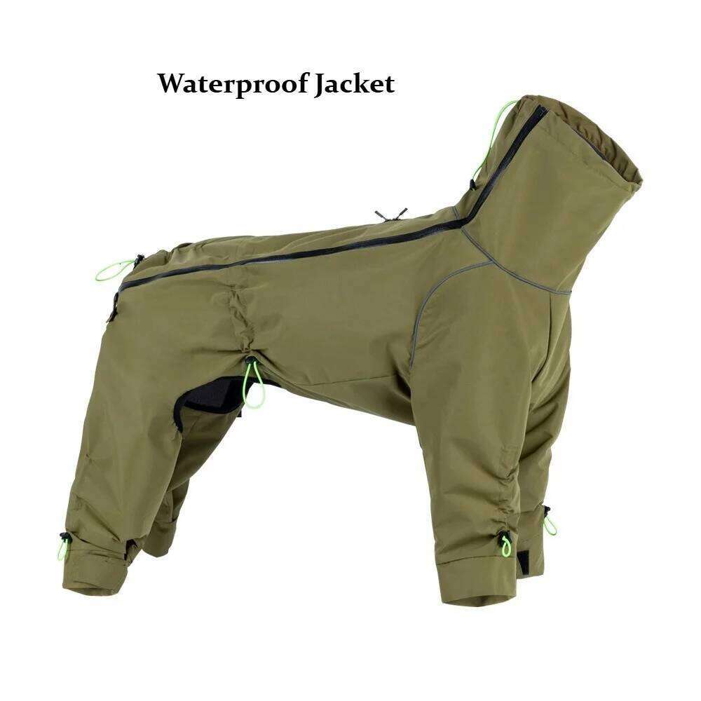 Famous brand Large Waterproof Winter Jumpsuit Full Coverage Outdoor Windproof Reflective Dog Coat with Fleece Lining pupakaIK