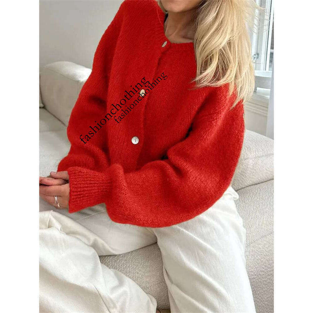 Zhehan Women's Outerwear Solid Color Cardigan Long Sleeve Button Down Sweater Soft Knit Tops
