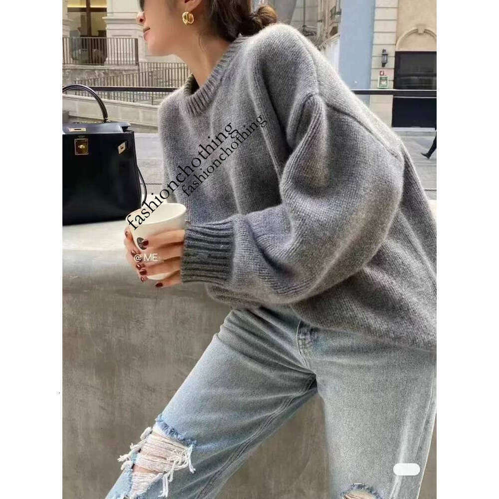 Zhehan Loose Large Size Cashmere Sweater Women Korean Mid Length 100% Pure Merino Wool Knitt French Pullover 2024 Autumn Winter Jumper