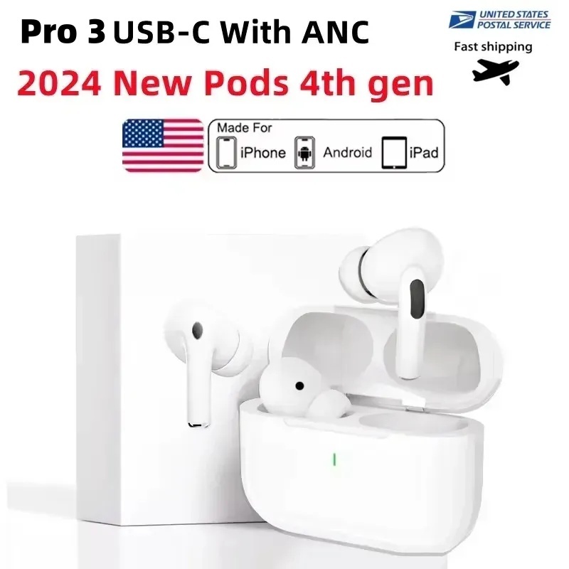 2025 Newest tws earbuds Pods 4th Gen With ANC earbuds Pro 3 2 anc USB C earphones wireless Bluetooth Headset USB-C charging port For Xiaomi iPhone Headphones pods 3rd 2nd