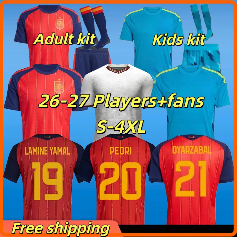 Spain World Cup Jersey LAMINE YAMAL 2026 27 Soccer Jerseys PEDRI Carvajal Football Shirt WILLIAMS JR MERINO RODRIGO CUBARSI FERMIN camiseta espana mundial KIDS KIT