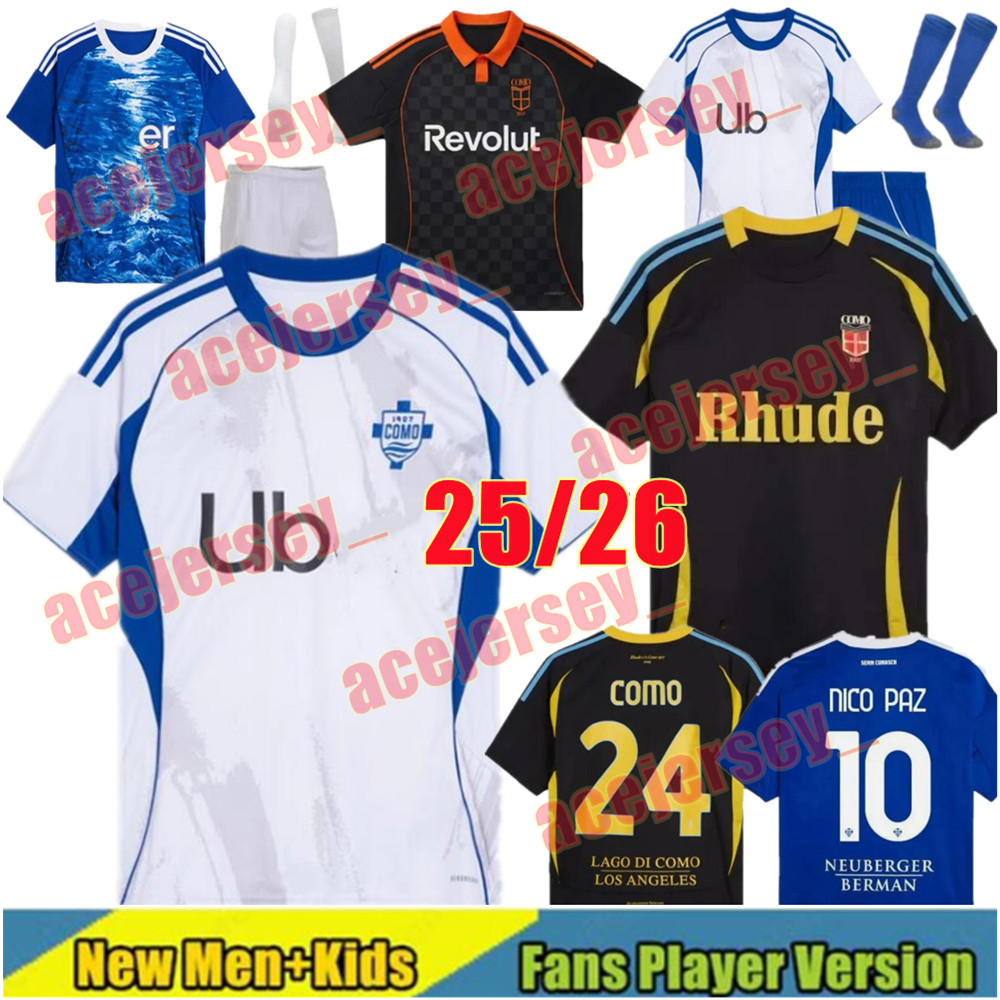 25 26 Como Soccer Jerseys NICO PAZ GABRIELLONI DELE CUTRONE FADERA STREFEZZA CERRI PERRONE VERDI BASELLI 2025 2026 Training Wear Football Shirt fourth Men kids kits