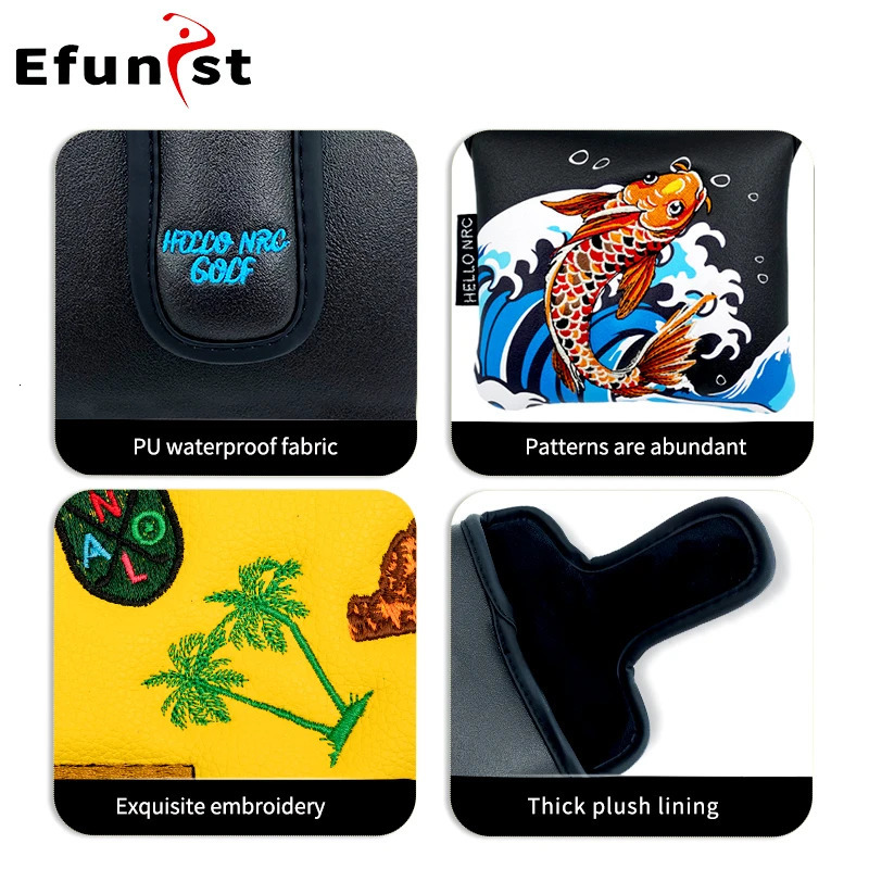 Golf Square Putter Cover Multi Style Color Pattern Golf Headcover Magnetic Opening And Closing PU Leather Golf Club Cover260114