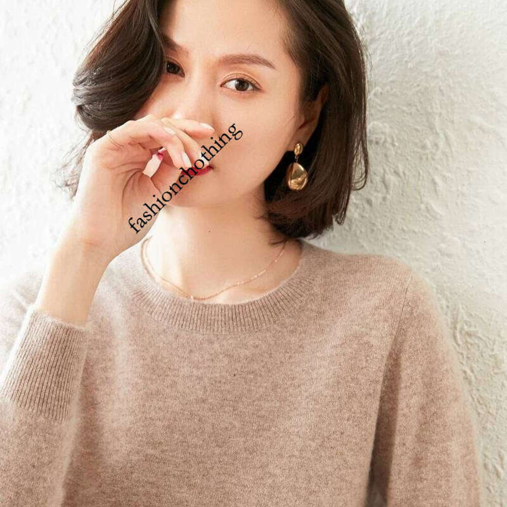 Zhehan 2025 New Sweater 100% Pure Cashmere Women's Round Neck Pullover Weater Soft Loose Solid 20Color Knit Base Shirt S-Xxljumper