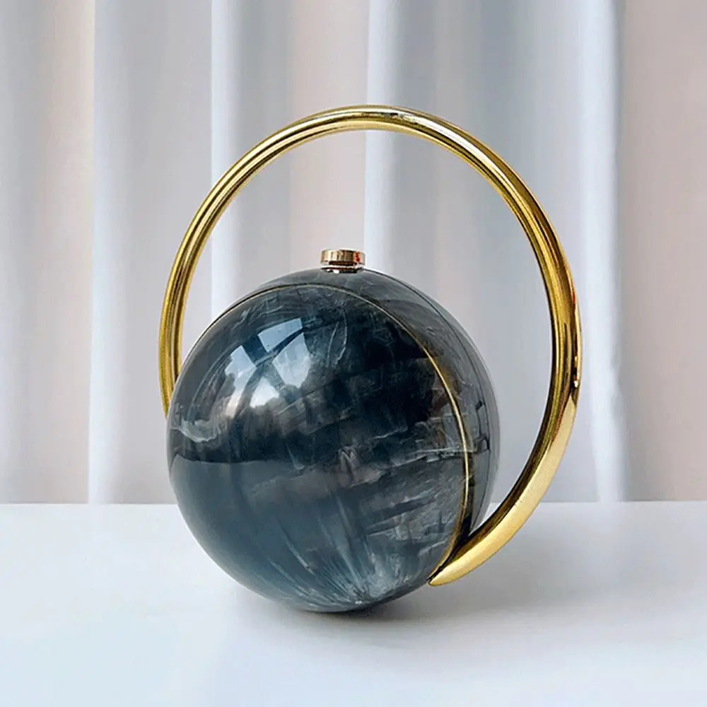 Deluxe PVC Round Ball Womens Handbag Electroplated Ball Handle Evening Bag Stone Pattern Mini Purse 260112