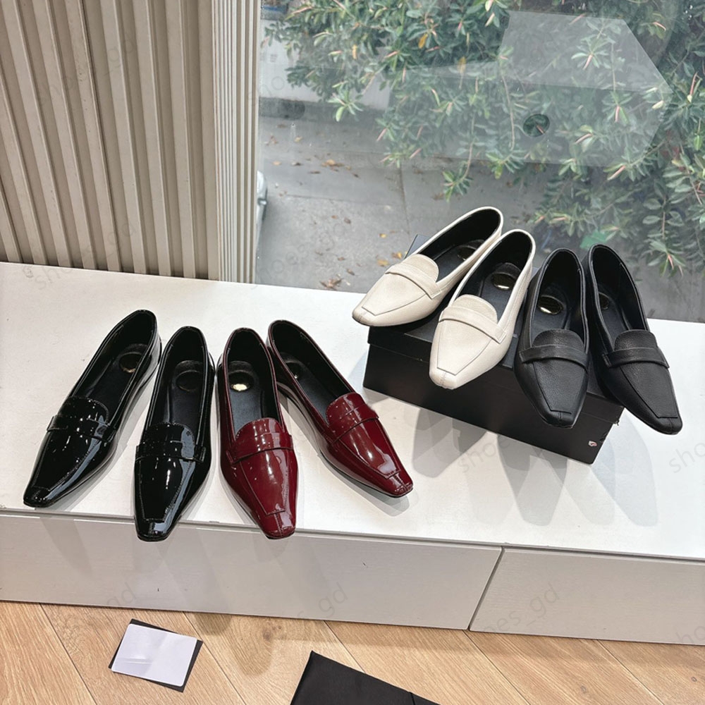 High quality Minimalism Flat Loafers womens slip on shoes Sharp square toe Flat dress shoes dress shoes Flat luxury Designer shoes Vacation Driving shoes Leisure