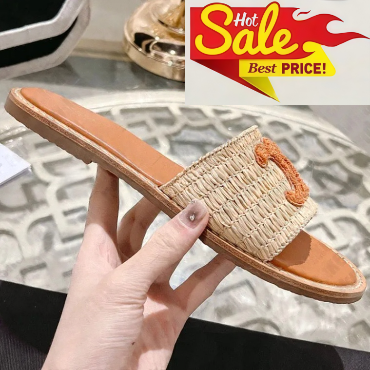 Designer leather beach sandals Women's Roman style thick soled outdoor flip slippers strap retro riveted backless French style height - boosting