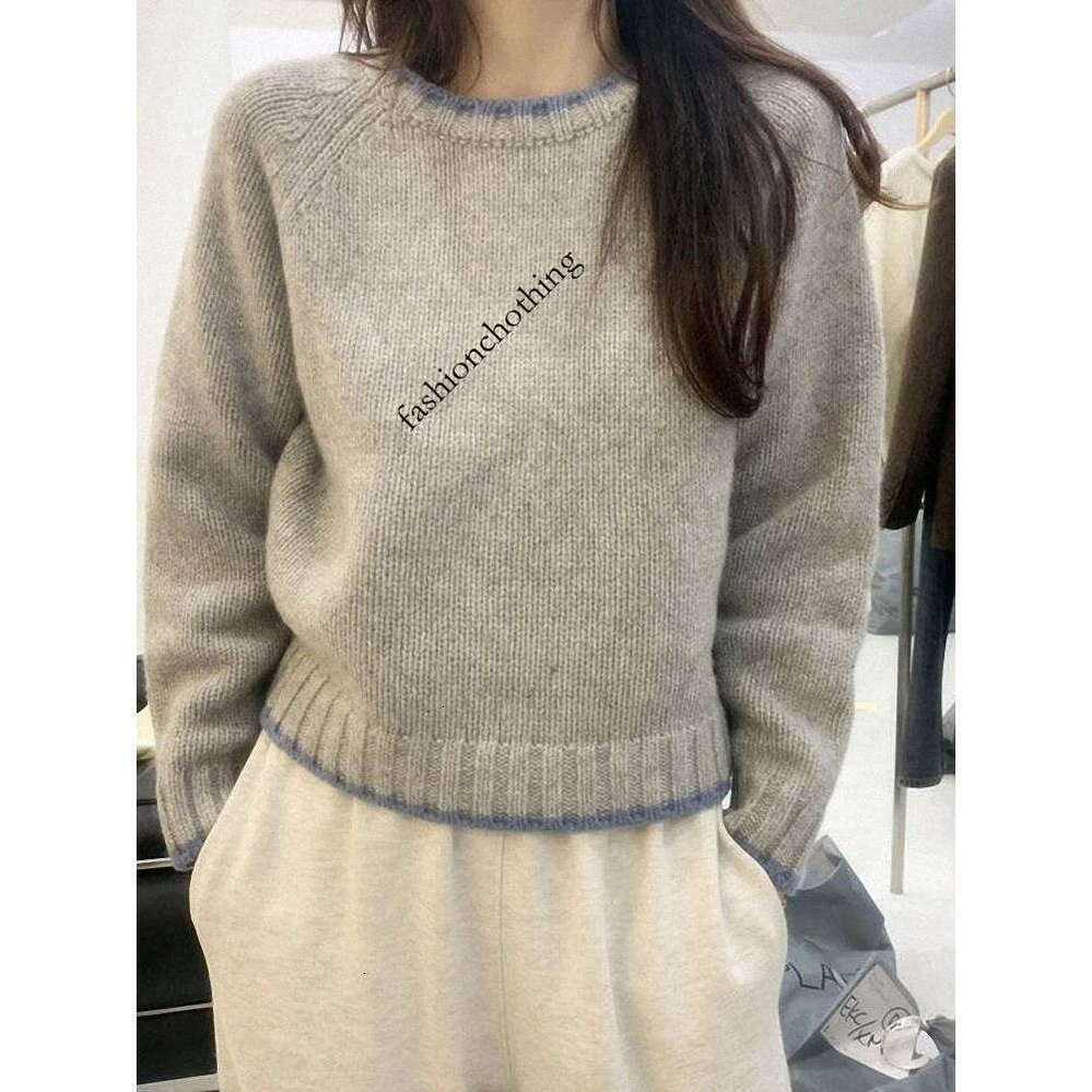 Zhehan Cashmere Women's Pullover Loose Knit Bottoming Coat Autumn And Winter Short Color Matching Sweater Tide