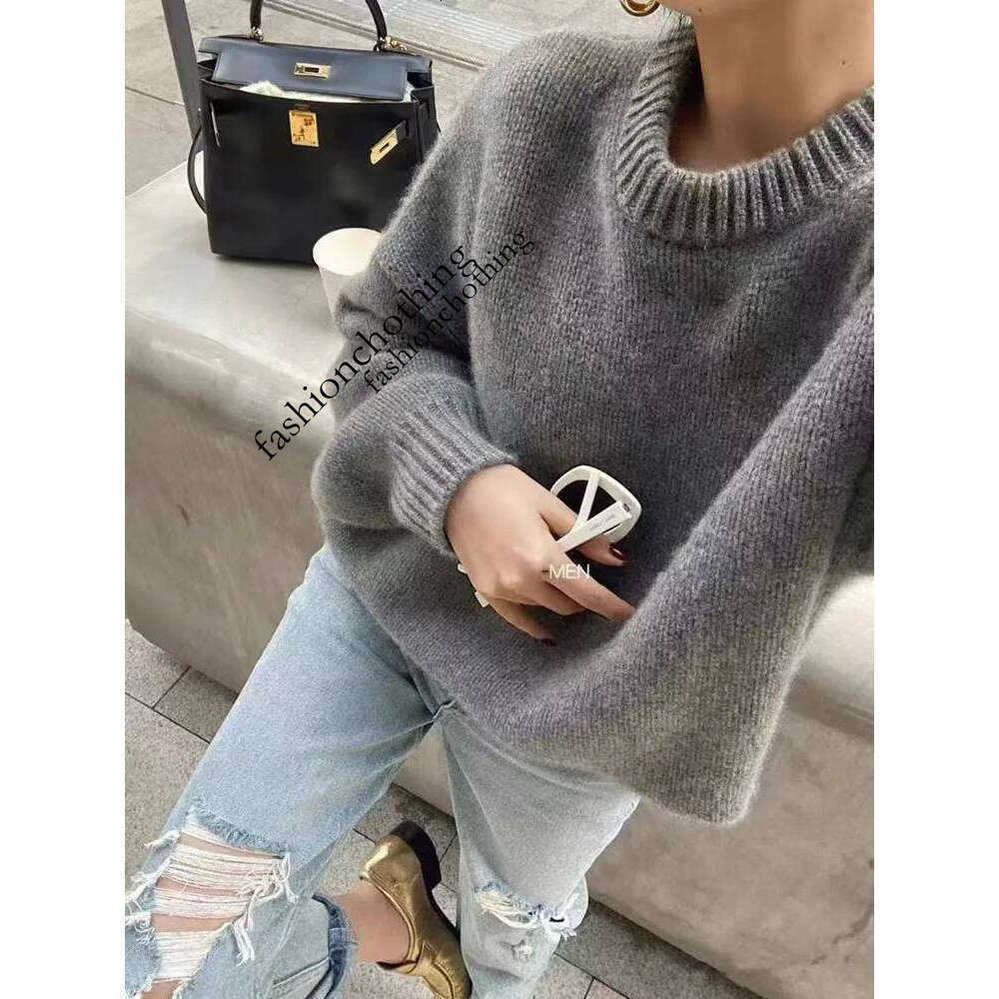 Zhehan Loose Large Size Cashmere Sweater Women Korean Mid Length 100% Pure Merino Wool Knitt French Pullover 2024 Autumn Winter Jumper