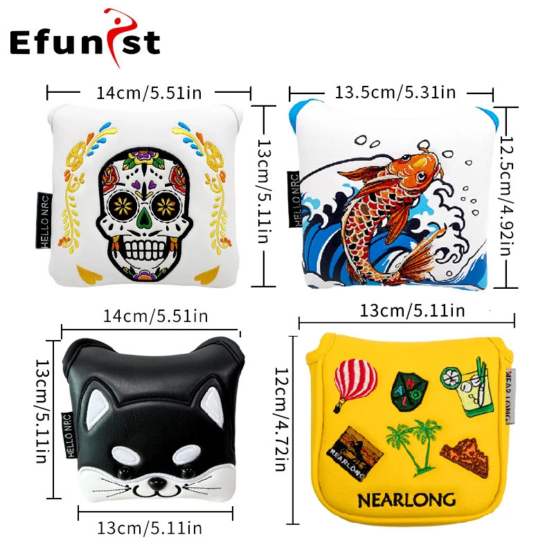 Golf Square Putter Cover Multi Style Color Pattern Golf Headcover Magnetic Opening And Closing PU Leather Golf Club Cover260114
