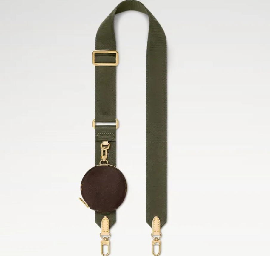 Ladies Fashion Casual Designer strap Luxury Jacquard Fabric Shoulder Strap Coin Purse Key Pouch Wallet TOP Quality Pouch Purse bag strap 2 color Round Pouch new