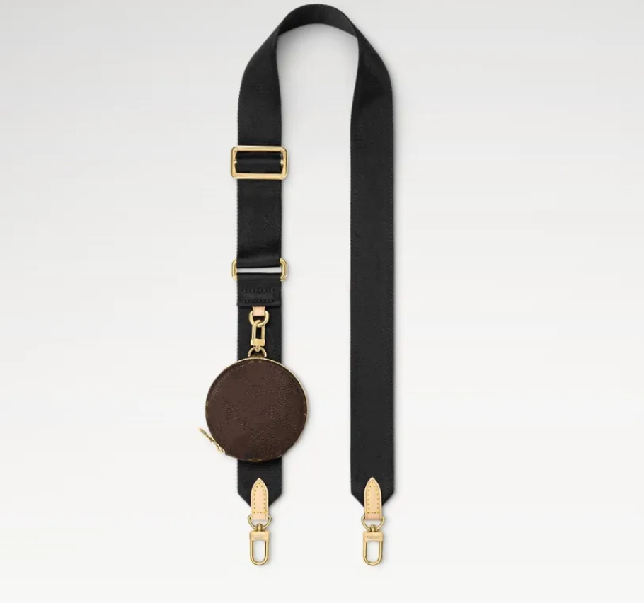 Ladies Fashion Casual Designer strap Luxury Jacquard Fabric Shoulder Strap Coin Purse Key Pouch Wallet TOP Mirror Quality Pouch Purse bag strap 2 color Round Pouch