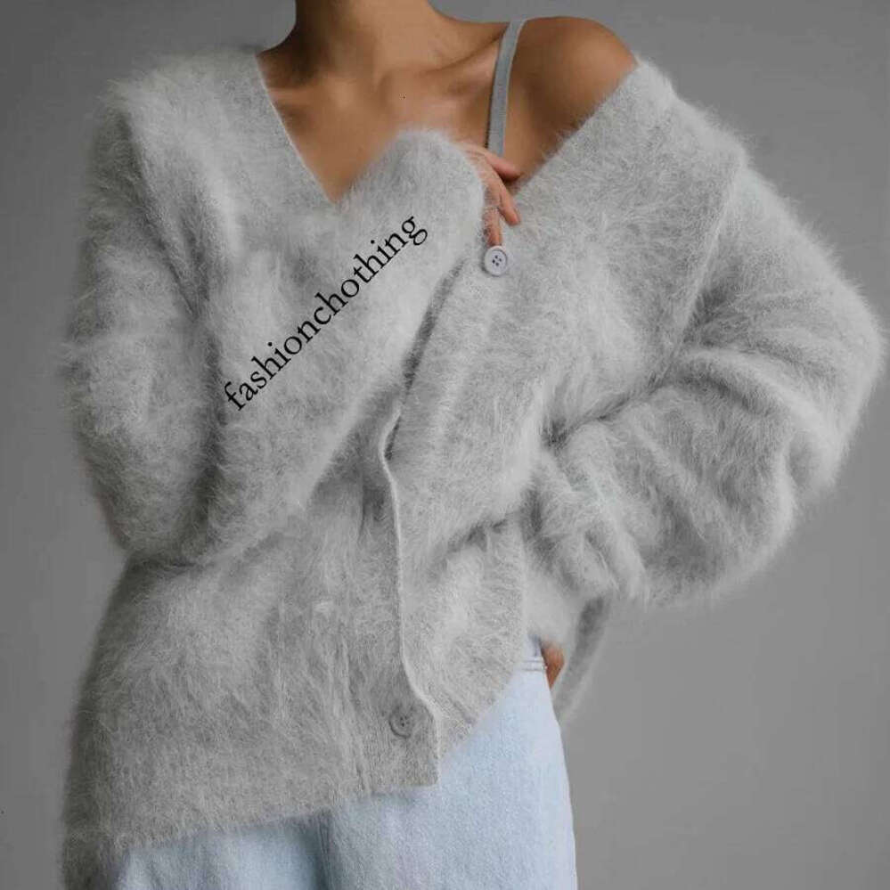 Zhehan Sexy Cardigans Korean Fashion Vintage Knit Loose Sweaters Women Black Long Sleeve Knitted Button Up Pink Top Mohair