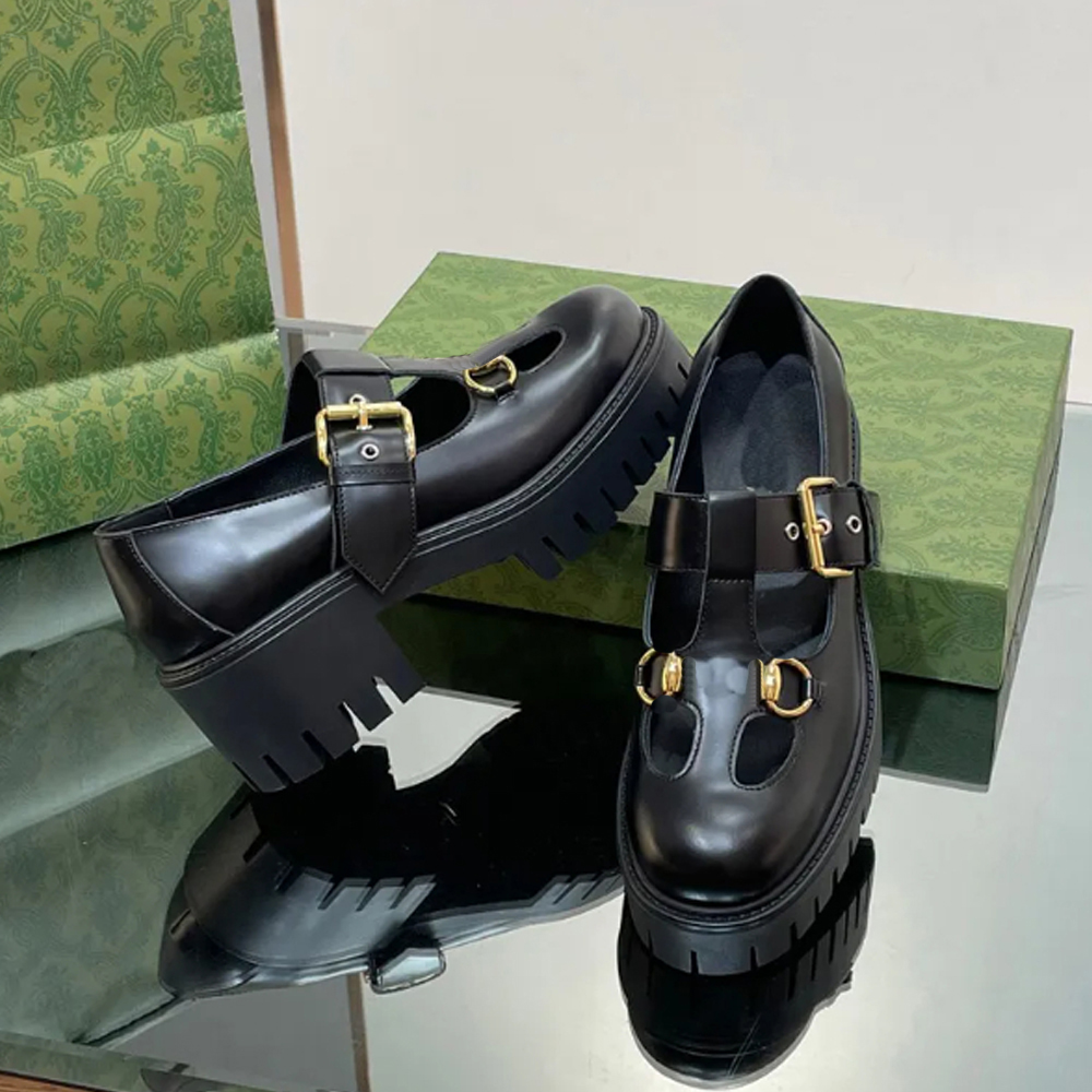 Mary Jane loafers Embellished Platform Loafers Horsebit leather loafers Polished cowhide Classic Loafers Comfortable Shoes Women's Designer Shoes Factory Shoes