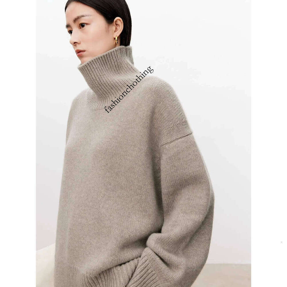 Zhehan Thickened Turtleneck 100% Pure Cashmere Women's Loose Lazy Knit Silhouette Sweater European Products Long Sleeved Outerwear With Base Laye
