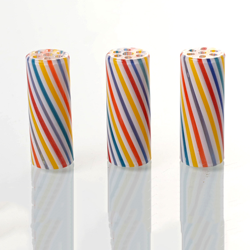 Colorful Mini Glass Cigarette Filter Tips For Dry Herb Round Mouth Thick Pyrex Glass Rolling Drip With 7 Holes D12mm*H30mm