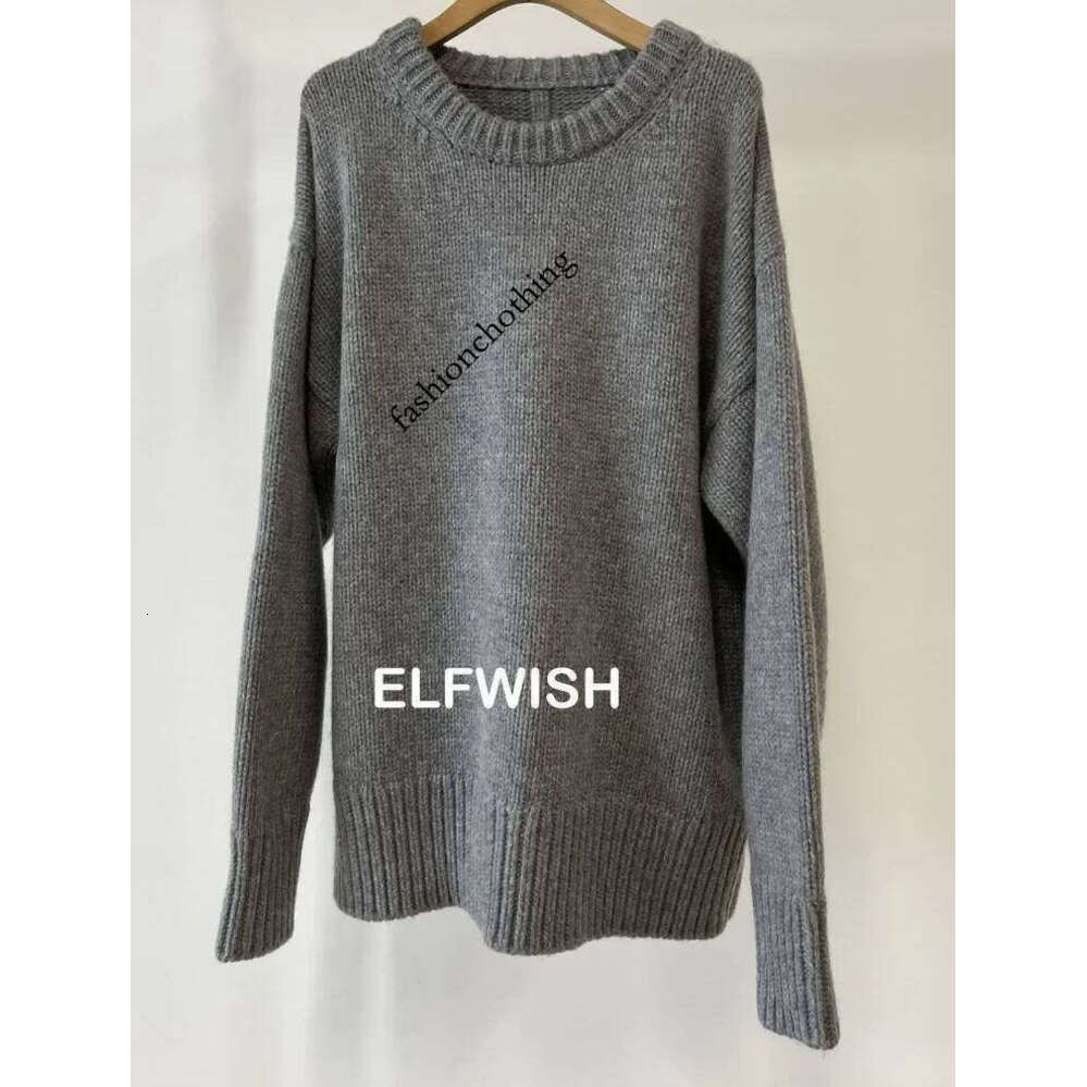 Zhehan Woman Fashion Wool Cashmere Thick Knitted Sweater Oversized Drop Shoulder LONG Sleeved Jumper Round Neck Pullovers
