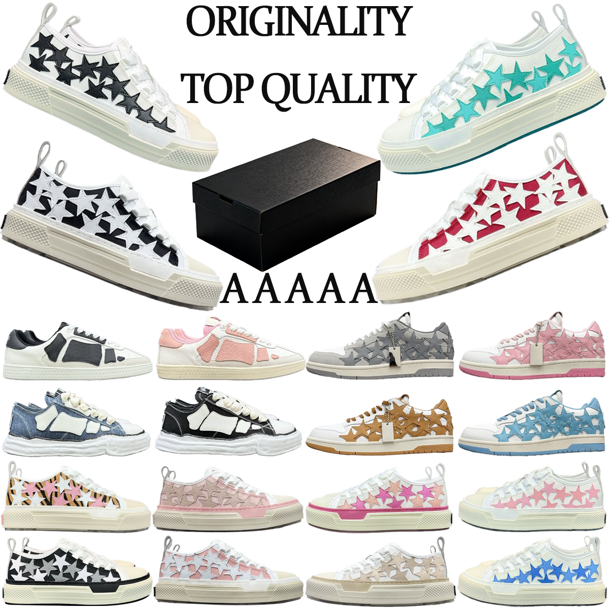 AAAAA Top Quality MA STAR PATCH QUAD COURT HI LOW Skel HI LOW Classic Designer Couple Shoes Men Women Canvas Sneaker Platform Rubber Shoes Various Styles Size 35-46