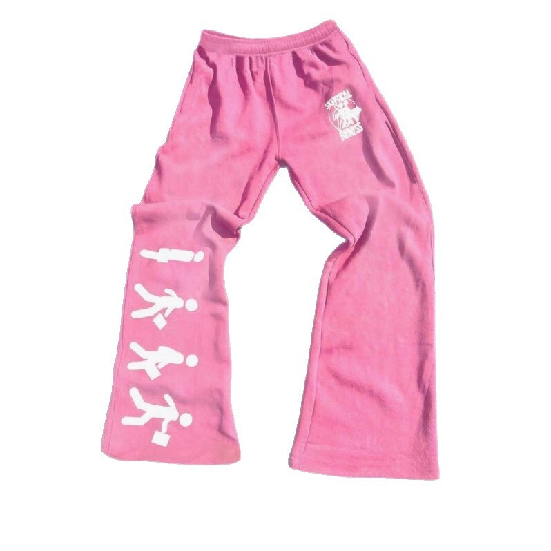 Luxury Brand Designer Clothes Hot Sale American Retro 3D Print Personality Pattern Loose Casual Long Pants Unisex In Stock