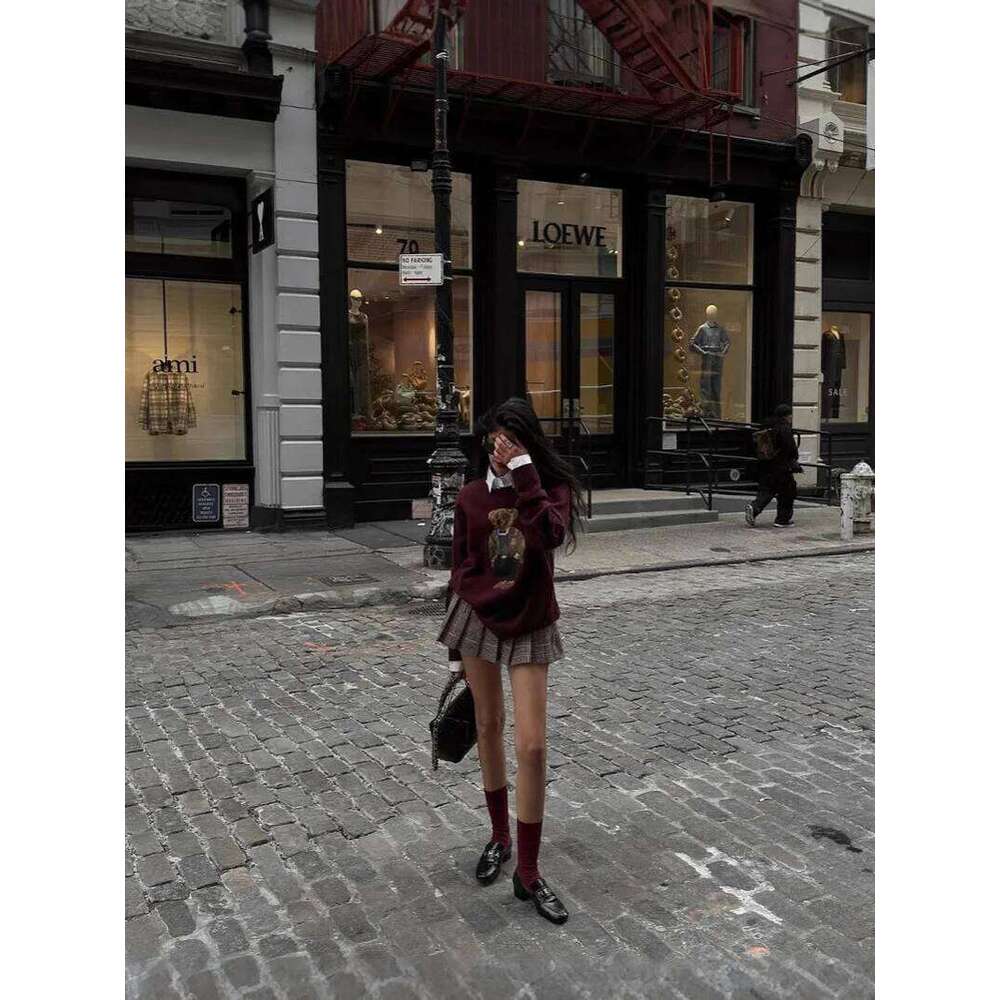 Autumn And Winter Sweaters Popular Teddy Bear Embroidery Pullover Retro Lazy Style Loose Sweater Pullovers Jumpers DREAM RECALL