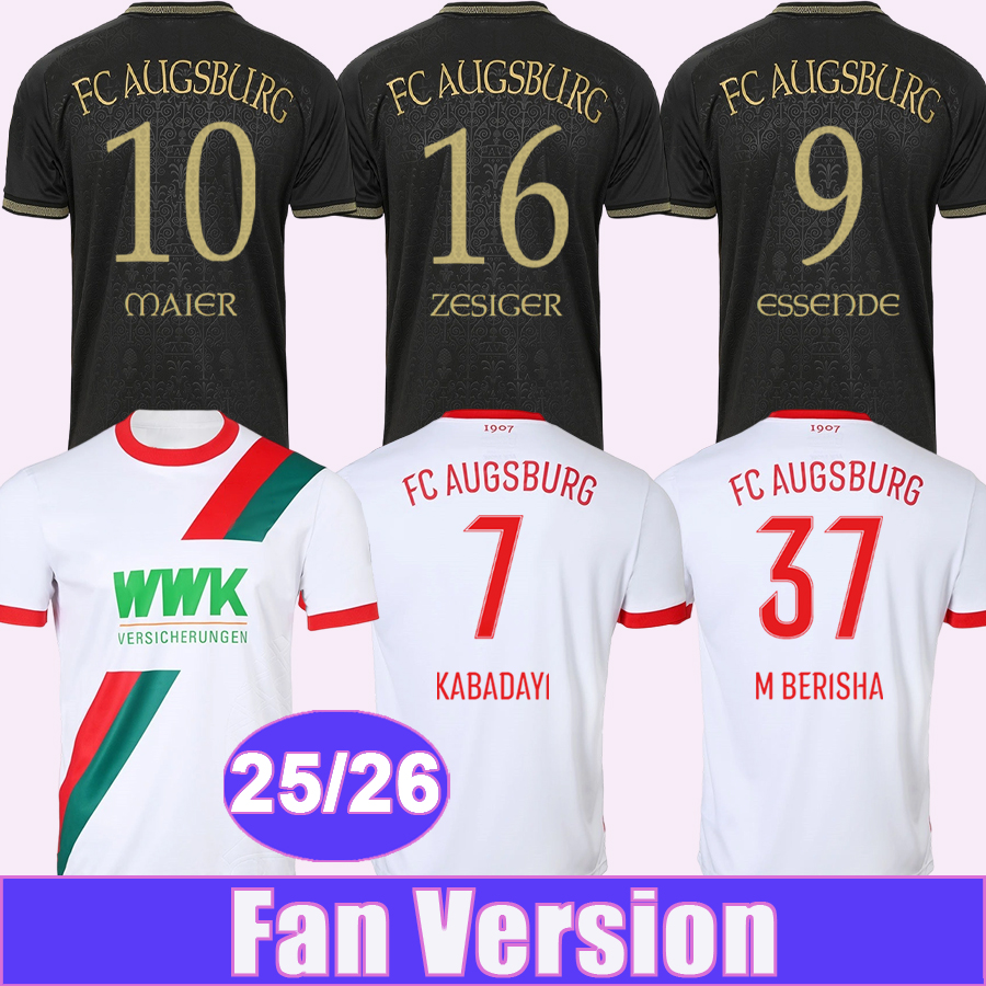 25 26 Augsburg Mens Soccer Jerseys KABADAYI ESSENDE MOUNIE TIETZ M BERISHA OXFORD GUMNY MATSIMA GOUWELEEUW REXHBECAJ MAIER Home 3rd Football Shirts
