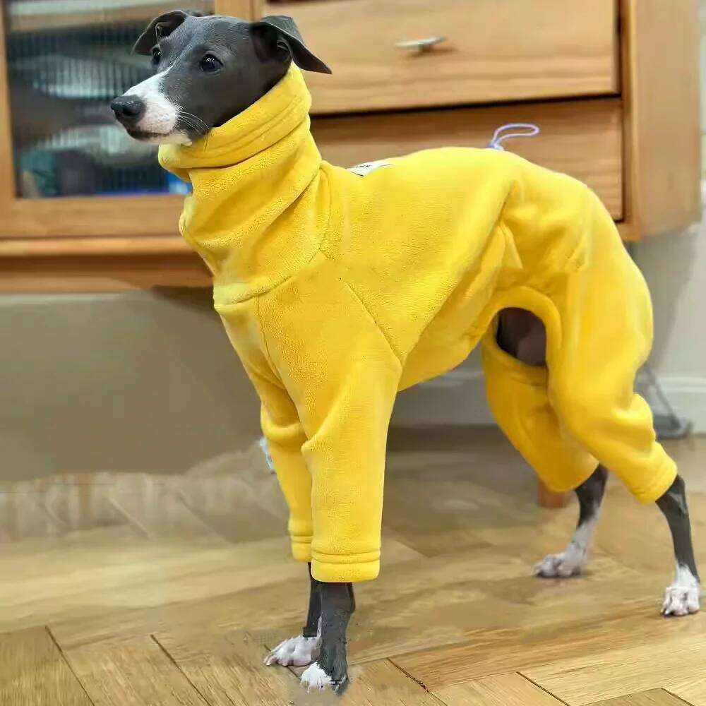Famous brand Warm Yellow Fleece Sweater Italy Greyhound Soft legged High Neck Sweatshirt Windproof Winter Coat for Poodle Teddy Mid Dog pupakaIK