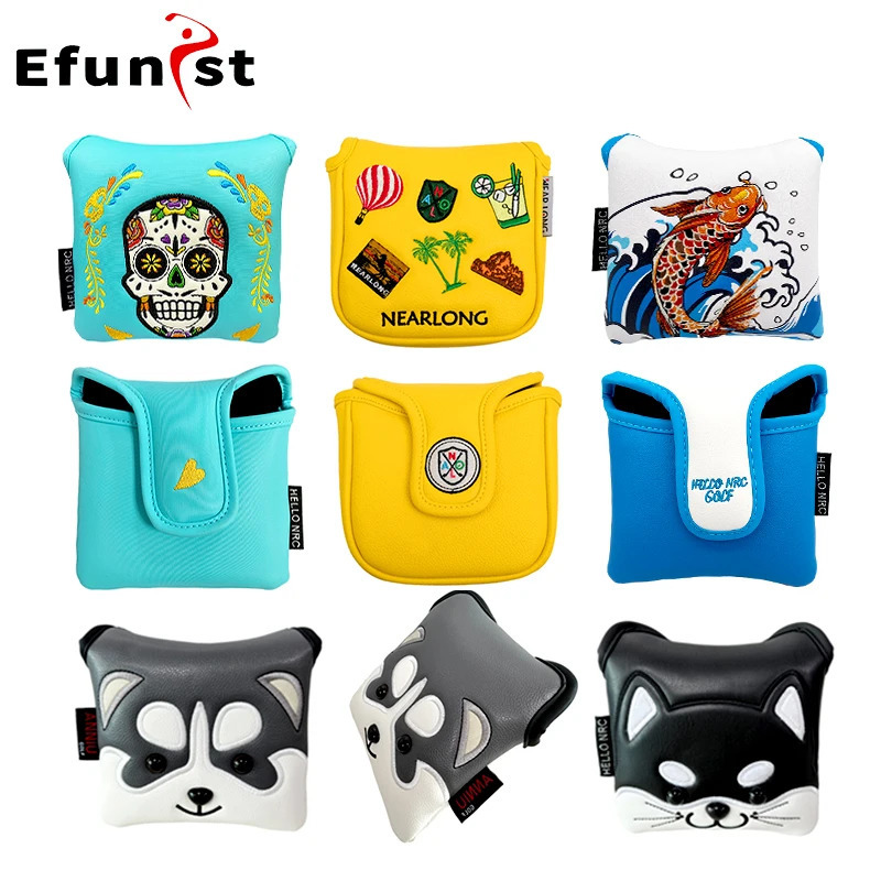 Golf Square Putter Cover Multi Style Color Pattern Golf Headcover Magnetic Opening And Closing PU Leather Golf Club Cover260114
