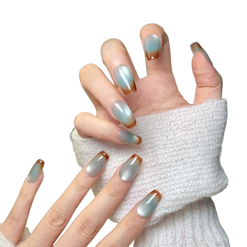Luxury Handmade Armored Design Acrylic Nail Extensions Inspired by Nature's Sunset
