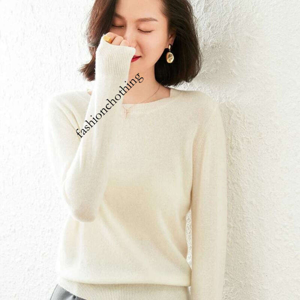 Zhehan 2025 New Sweater 100% Pure Cashmere Women's Round Neck Pullover Weater Soft Loose Solid 20Color Knit Base Shirt S-Xxljumper